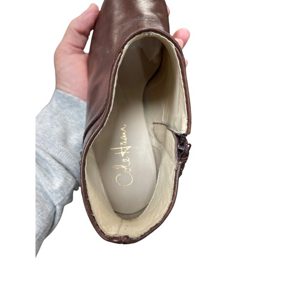 Cole Haan womans brown leather Kitt heels ankle boots Sz 7.5B SKU 9617 - Picture 7 of 13